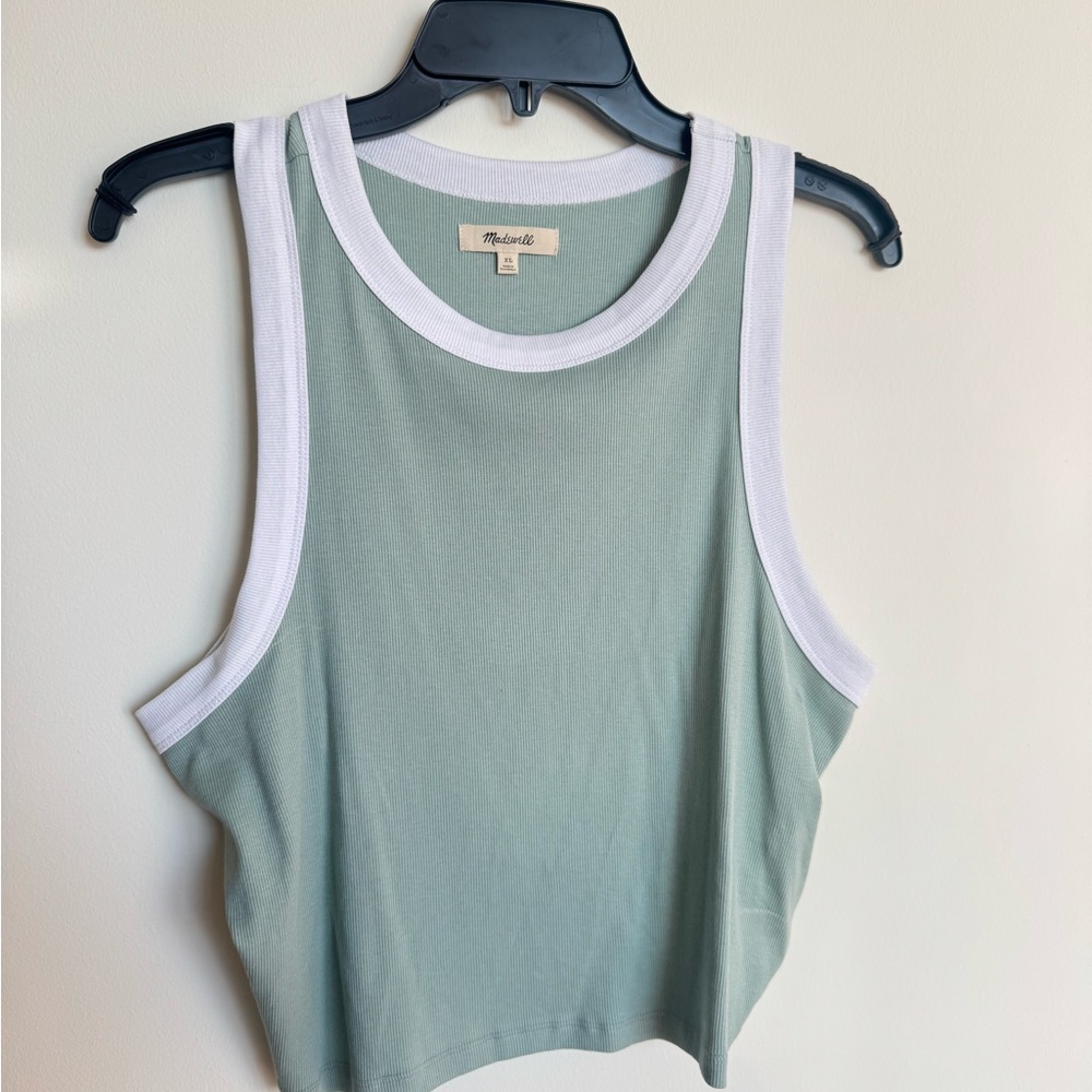 Madewell Mint Green/ White Tank Top